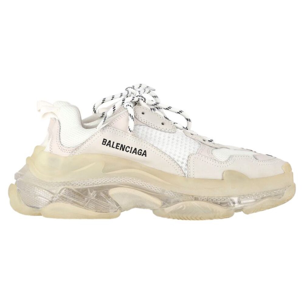 Balenciaga Triple S Clear Sole Sneakers in White Polyester